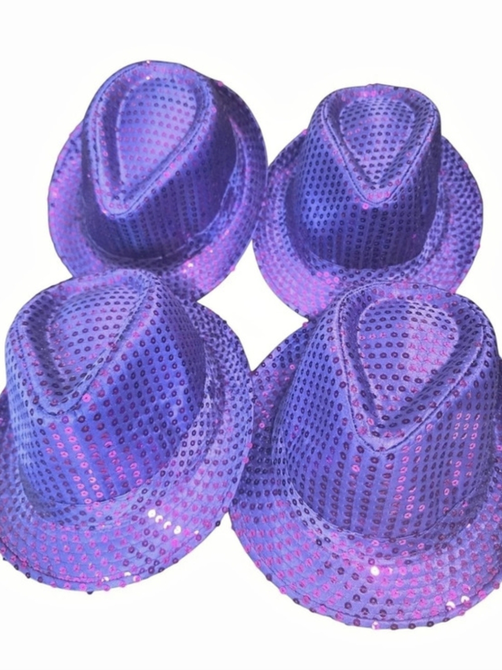 Set of 4 Purple 0 Sequin Hats